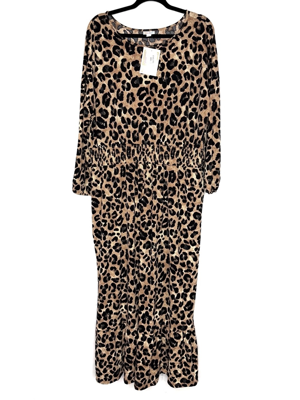 LuLaRoe Evelyn Leopard Smocked Waist Maxi Dress Women’s XL